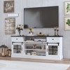 Farmhouse TV Stand for 75 inch TVs with Power Outlet, Long Entertainment Center with Sliding Barn Doors for Living Room, Bedroom - 2 of 4
