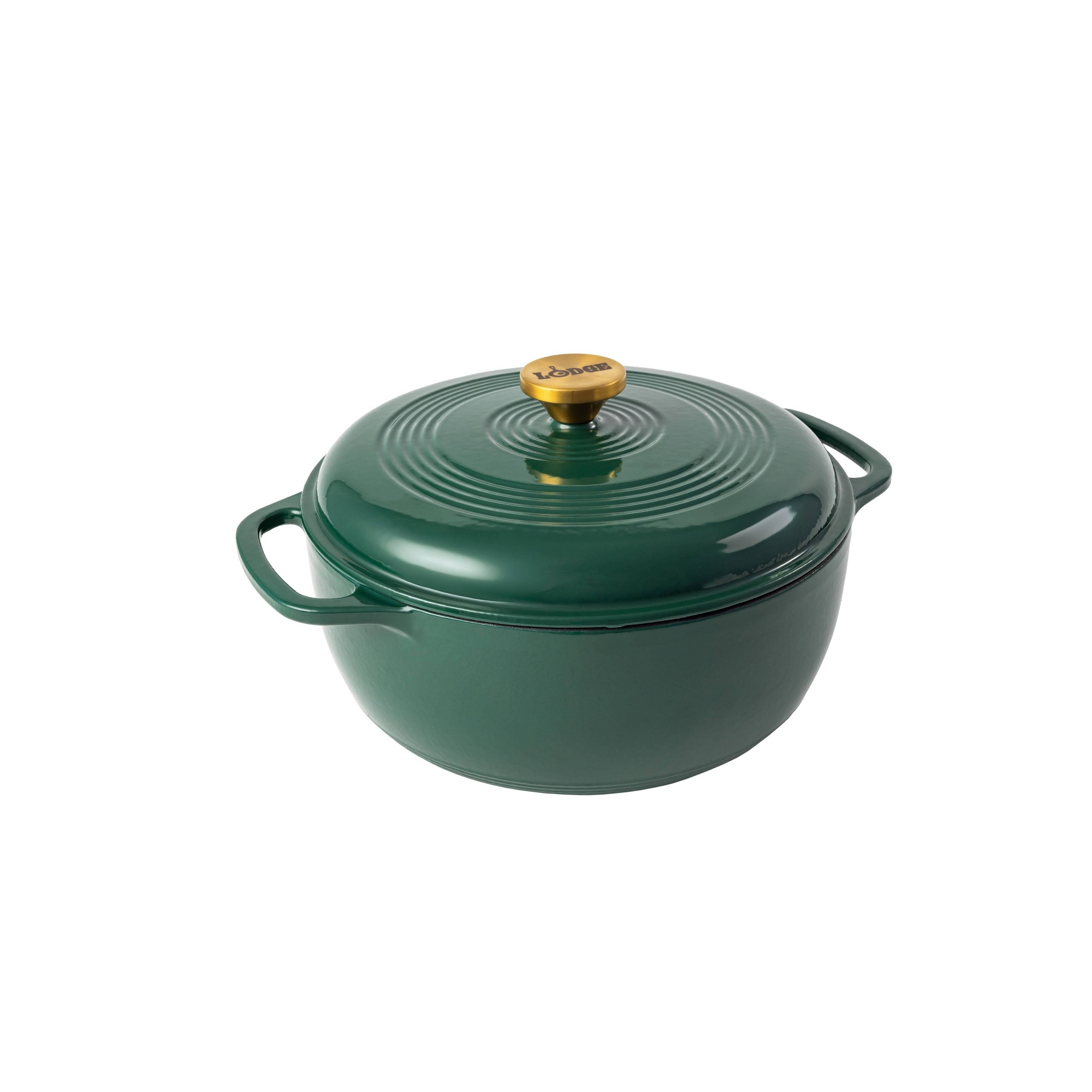Lodge 7.5qt Cast Iron Enamel Dutch Oven Emerald with Gold Handle
