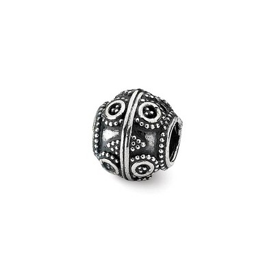 Black Bow Jewelry Sterling Silver Antiqued Artisan Beaded Circle Design Bead Charm