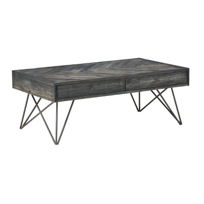 Alvara Court Occasional 2 Drawer Cocktail Table Charcoal/Gray/Brown - Treasure Trove Accents