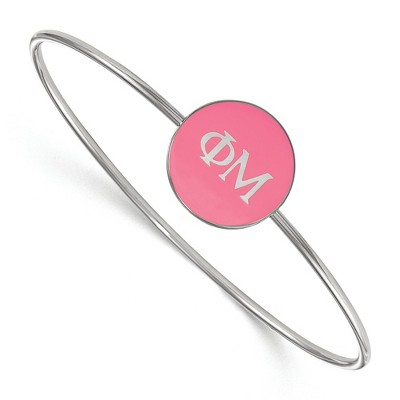 Black Bow Jewelry Sterling Silver Phi Mu Greek Life Bangle Bracelet 7 Inch
