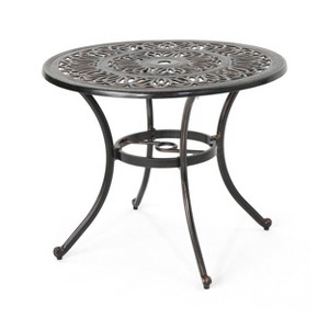 Tucson 32.5" Round Cast Aluminum Dining Table - Copper - Christopher Knight Home: Water-Resistant, Seats 4 - 1 of 4