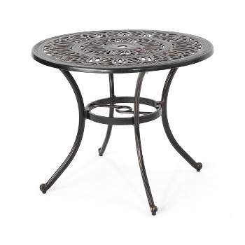 Tucson 32.5" Round Cast Aluminum Dining Table - Copper - Christopher Knight Home