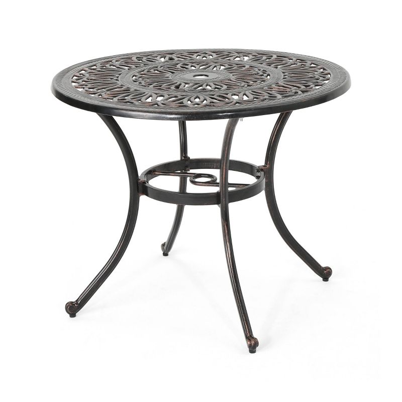 Tucson 32.5&#34; Round Cast Aluminum Dining Table - Copper - Christopher Knight Home, 1 of 8