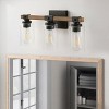Dewdrop 3-Light Bathroom Vanity Light Fixture, Farmhouse Wall Sconce with Clear Seeded Glass and Black Wood Finish - 3 of 4