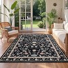 Modern Floral Printed Area Rugs Soft Thin Low Pile Washable Carpet Indoor Non Slip Carpet for Living Room Bedroom Office Home Decor - 3 of 4