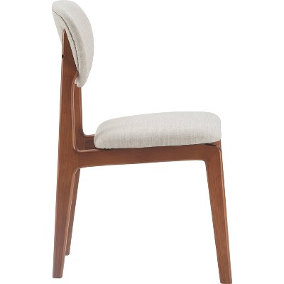Light Gray Upholstered Wood Mid-Century Modern Dining Chairs