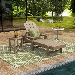 WestinTrends Malibu 2 Piece Adirondack Poly Reclining Chaise Lounge With Arms & Wheels - 1 of 4