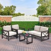 Costway 2PCS Patio Loveseat Coffee Table Set 6''  Thick Cushion Garden Beige - image 2 of 4