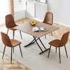 VYNXARIA Modern minimalist multifunctional lifting table,0.8-inch wood grain craft sticker desktop,4 faux leather upholstered dining chairs - 3 of 4