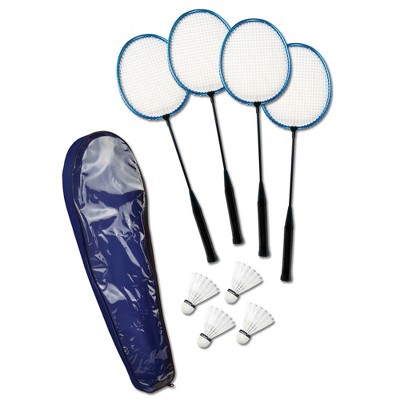 Pool Central Deluxe Set of 4 Rackets and Birdies Badminton Game with Case