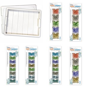 Bead Storage Solutions Plastic Stackable Organizer Tray Bundle with Lid and 39 Assorted Size Small and Medium Containers for Craft Supplies - 1 of 4