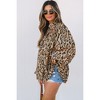 Amaryllis Women’s Animal Print Long Puff Sleeve Button Down Top Lightweight Relaxed Fit Statement Blouse - 2 of 4