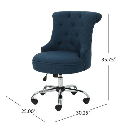 Contemporary Navy Blue Fabric Armless Office Chair with Chrome Base