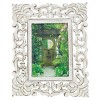 Mango Wood Scroll Handmade Intricate Traditional Carved 1 Slot Photo Frame White - Olivia & May - 4 of 4