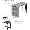 Extendable Bar Table and Chairs Set, 3 Piece Bar Table Set with Storage Shelves, Dining Table Set for 2, Suitable for Small Space Kitchen - 2 of 4
