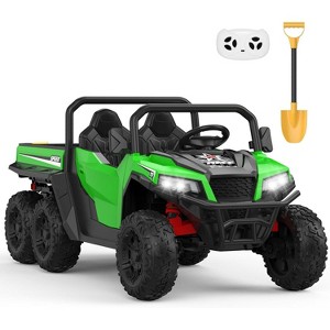 Coucheta 24V 4WD Ride On Dump Truck with Remote Control, 2 Seater Kids Electric Toy Truck with Dump Bed & LED Lights - 1 of 4