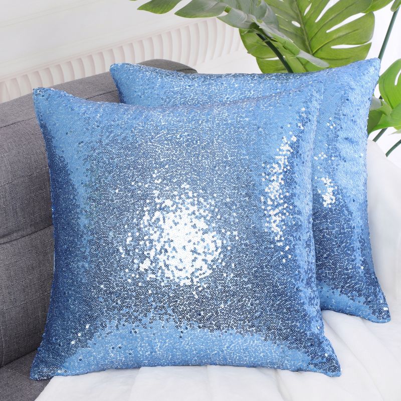 PiccoCasa Decors Sequin Pillow Covers Shiny Sparkling Comfy Satin Cushion Covers, 2 of 9