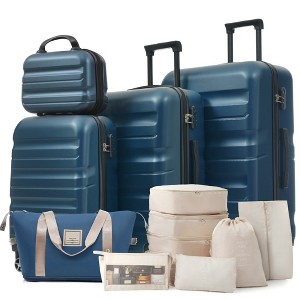 Whisen 13-Piece Luggage Set, 12"/20"/24"/28" ABS Hardshell Suitcases, Duffel Bag and 8 Packing Cubes - 1 of 4