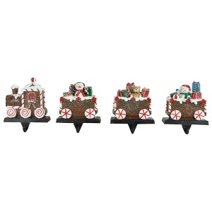 Northlight Set of 4 Gingerbread Train Christmas Stocking Holders 4.75" - 1 of 4