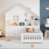 KIGFTSOD House Bed with Window and Bedside Drawers, Platform Bed with Shelves and a set of Sockets and USB Port, White - 2 of 4