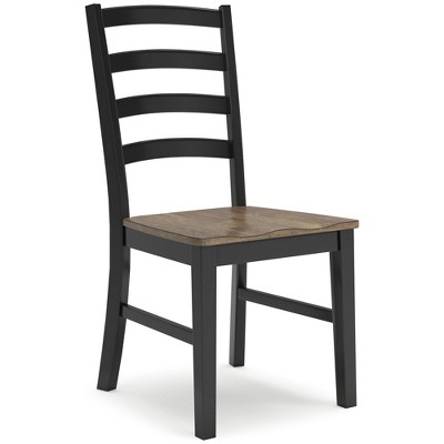 Rustic Black and Brown Wood Ladderback Side Chair Set