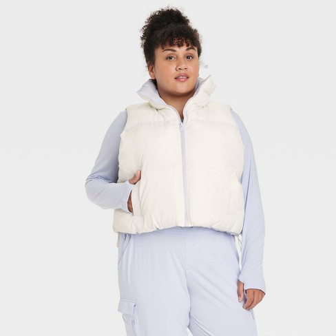 White hooded puffer clearance vest