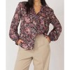 Women's Fall Floral Ruffle Detail Tie Front Blouse - BLACK TAPE - 3 of 4