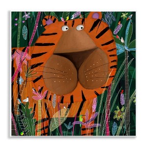 Stupell Industries Children's Striped Tiger in Tropical Jungle Brush Wall Plaque Art - 1 of 4