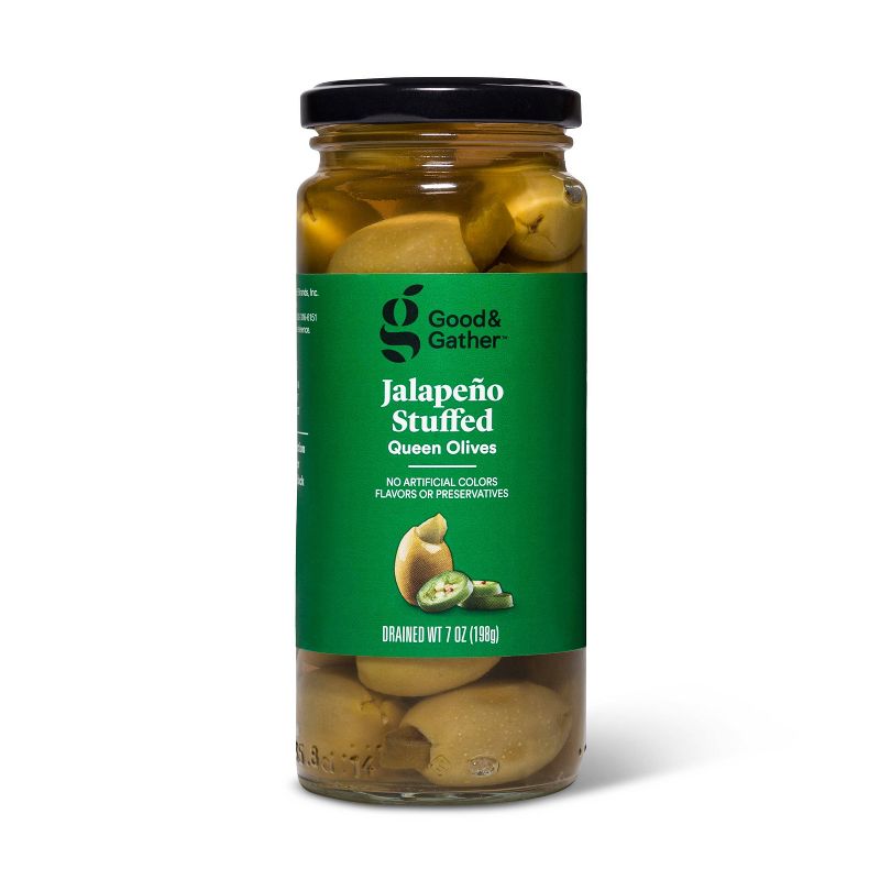 Jalapeno Stuffed Queen Olives - 7oz - Good &#38; Gather&#8482;, 1 of 5