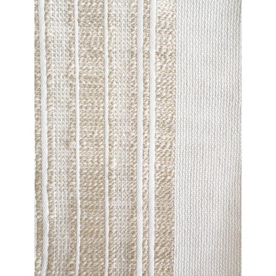 Anaya Beige and White Striped Acrylic Outdoor Throw Pillow 24x24