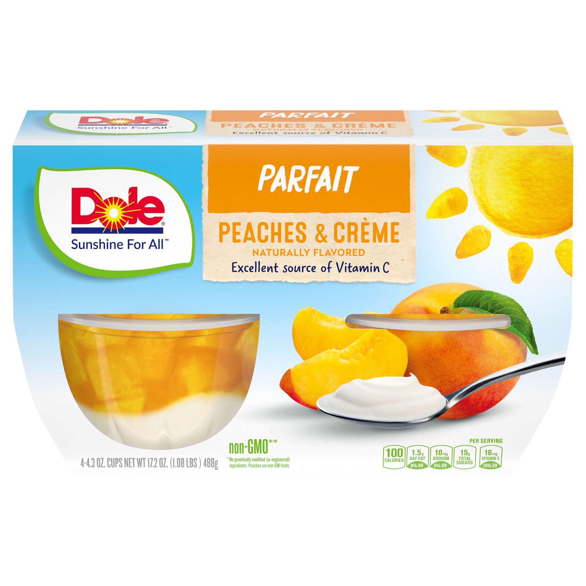 Dole Peaches N Creme Fruit Cups - 4pk