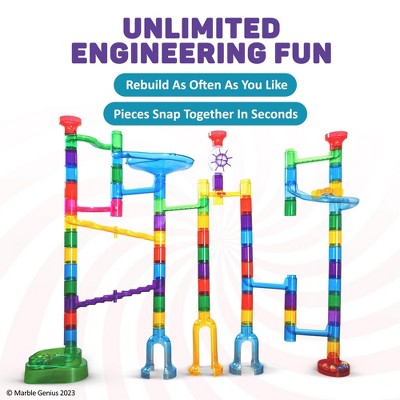 85-Piece Multicolor Translucent Marble Run Set with Glass Marbles