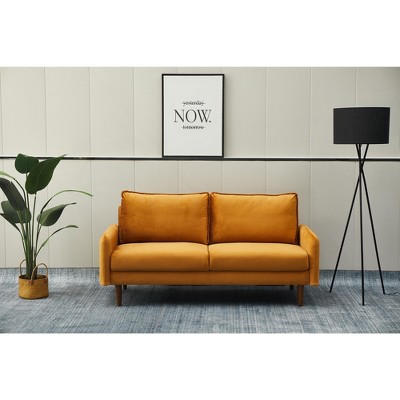 Velvet Sofa Mid-Century Modern Couch with Wooden Legs for Living Room