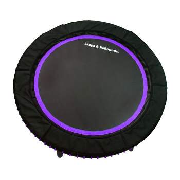LEAPS & REBOUNDS 40" Round Mini Fitness Trampoline & Rebounder Indoor Home Gym Exercise Equipment Low Impact Workout for Adults, Purple