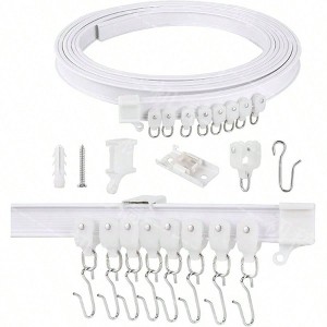 Ceiling Curtain Track Flexible Bendable Curtain Rail for Window Door Shower Room Divider RV 5 Meters White Material Light Weight - 1 of 4