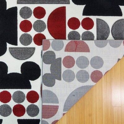 Red and Black Geometric Synthetic Kids' Rug, 5' x 7'