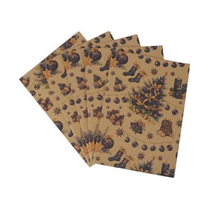 Unique Bargains Gift Wrap Paper Christmas Yellow Kraft 27.56"x19.69" 5Pcs - 1 of 4
