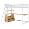 NicBex Twin Size Bunk Bed with Desk Loft Bed Metal Bed Frame with Shelves, Drawers, Inclined Ladder and Guardrail, No Box Spring Required, White - 3 of 4
