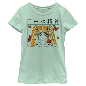 Girl's Lost Gods Butterfly Anime Girl T-Shirt