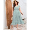 Coolmee Women's Plus Size Summer Boho Dress Ruffle Cap Sleeveless V Neck Long Beach Maxi Dress - 3 of 4