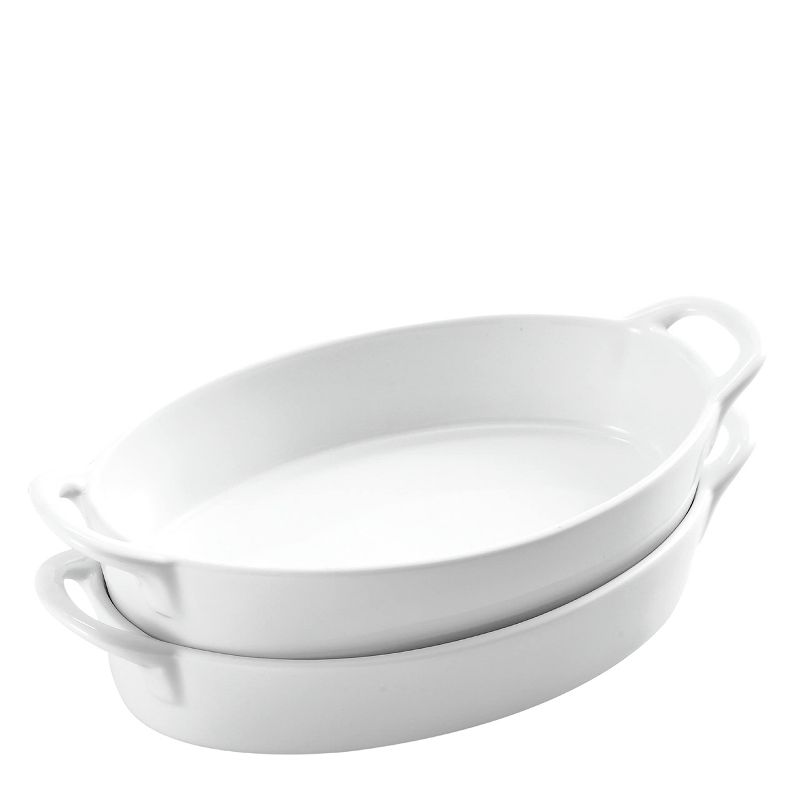 Bruntmor 10" x 6" Oval Ceramic Deep Dish Pie Pan, Green Set of 2, 1 of 5