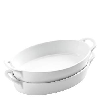 Bruntmor 10" x 6" Oval Ceramic Deep Dish Pie Pan, Green Set of 2