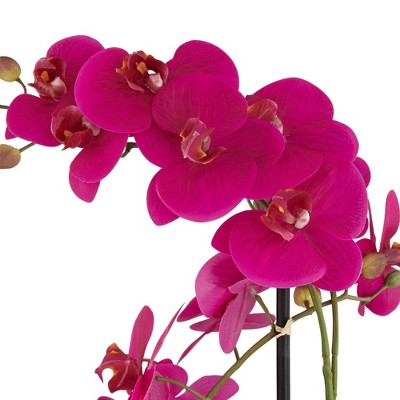 Pink Faux Orchid in White Ceramic Pot for Outdoor Decor