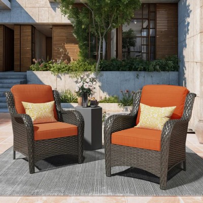 XIZZI Wicker Patio Furniture Set with 3-Seat Sofa, Swivel Rocking Armchairs & Ottomans & Side Table, Modular Sectional Outdoor Conversation Sofa Set