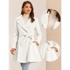 Allegra K Women's Elegant Notched Collar Single Belted Winter Long Coat - 2 of 4