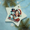 Feeling Frosty Ornament, Vintage Glamorous Christmas Lady and Snowman Decor| OrnamentallyYou - 4 of 4