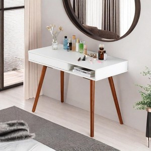 Black 42 Inch Mid Century Home Office Writing Desk Modern Simple Computer Desk with Drawer - 1 of 4