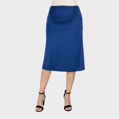 24seven Comfort Aapparel Maternity Elastic Waist A Line Knee Length Skirt