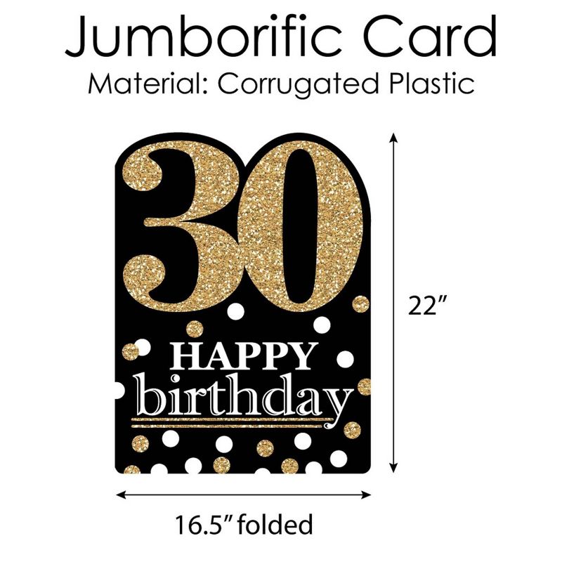 Big Dot of Happiness Adult 30th Birthday - Gold - Happy Birthday Giant Greeting Card - Big Shaped Jumborific Card, 5 of 8